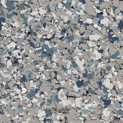Blue Sky flake blend, light gray with blue and white chips.
