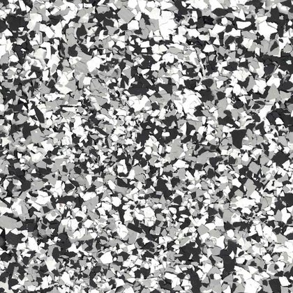 Domino flake blend, black and white high contrast chips.