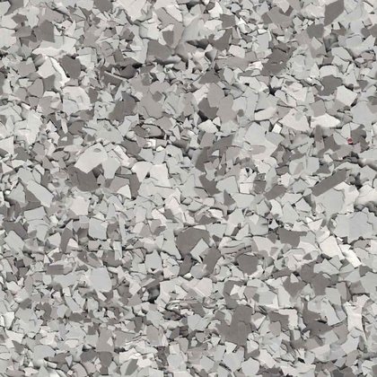 Fog flake blend, soft light gray and white chips.